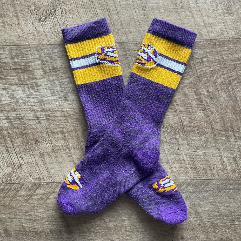 Purple and Yellow Athletic Socks